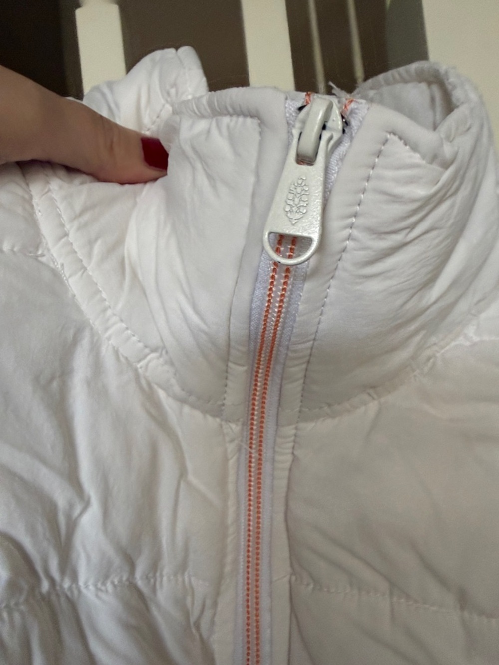 Free People Movement White Quilted Puffer Jacket with Pink-Trim Zip - Picture 5 of 10